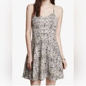 Express snakeskin spaghetti strap dress fit flare 6